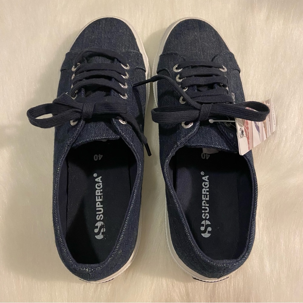 NWT Superga Denim Platform Sneakers - Picture 3 of 9